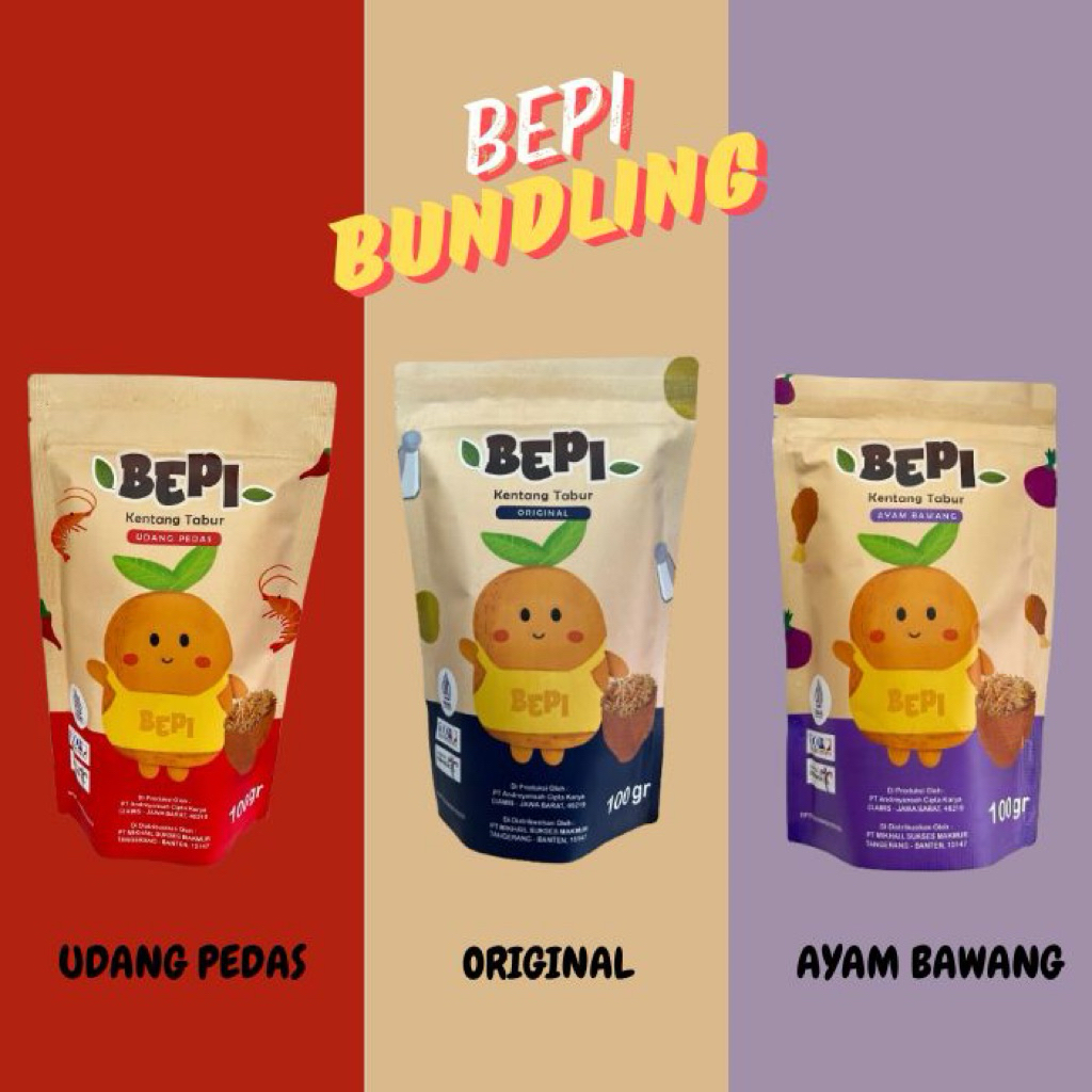 

PAKET BUNDLING BEPI - Kentang Tabur 100g | Original, Udang Pedas, Ayam Bawang