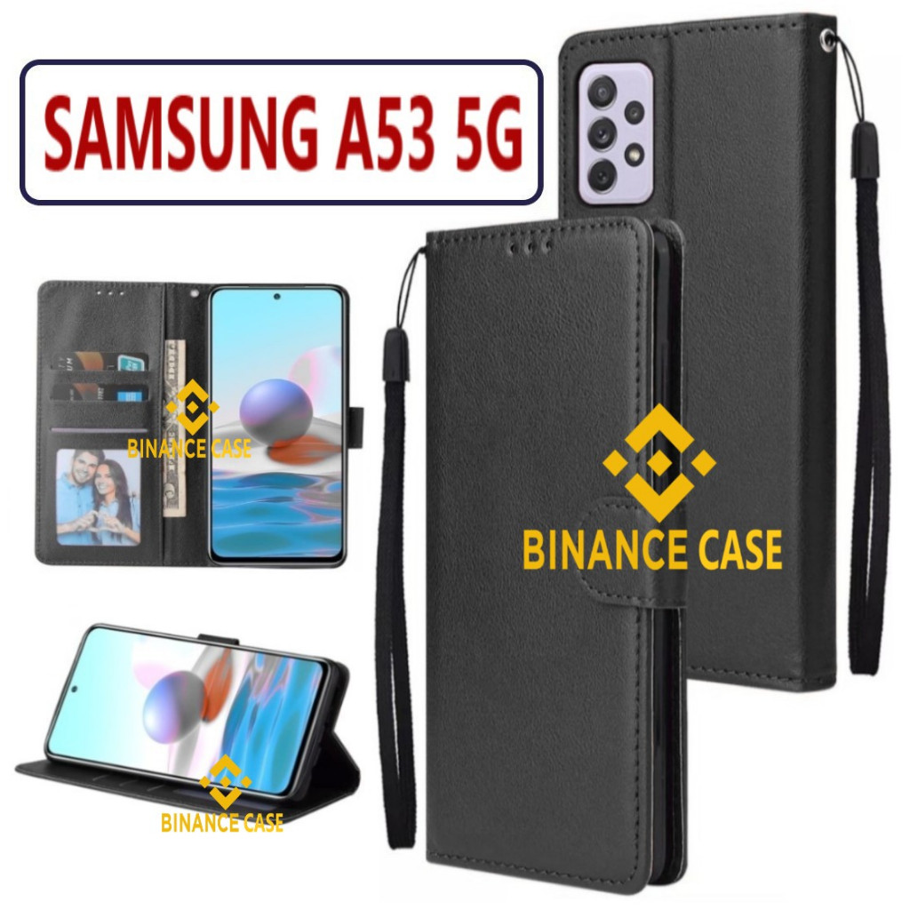 LEATHER FLIP CASE SAMSUNG A53 5G CASE KULIT FLIP WALLET LEATHER KULIT PREMIUM SARUNG BUKA TUTUP KESI