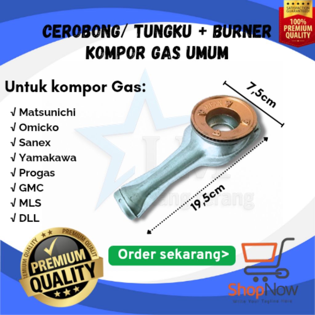 GROSIR Tungku Kompor Gas + Burner Corong Api Gas Kompor RRT Sanex, Panalux, Niko, Tecstar Cerobong/ 