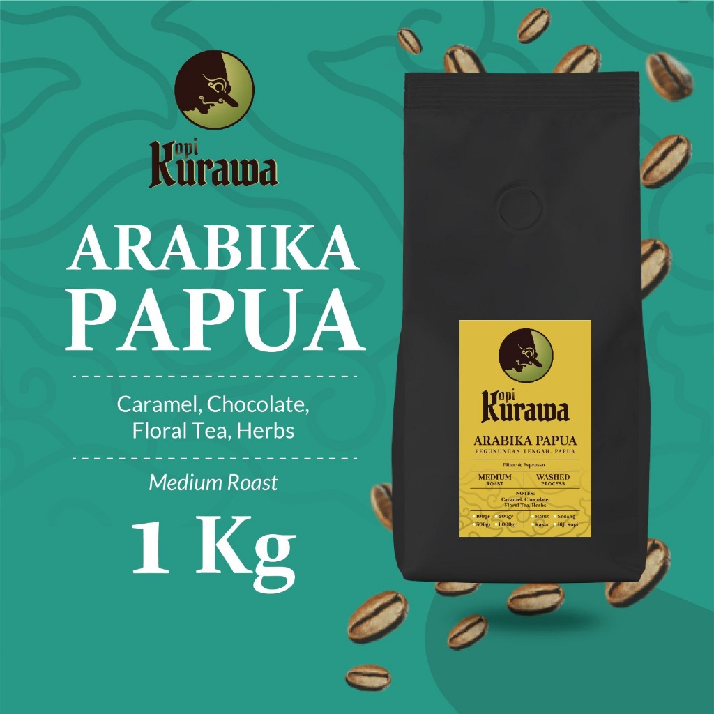 

Kopi Arabika Papua Wamena Arabica Coffee Roasted Beans Biji Bubuk 1 Kg