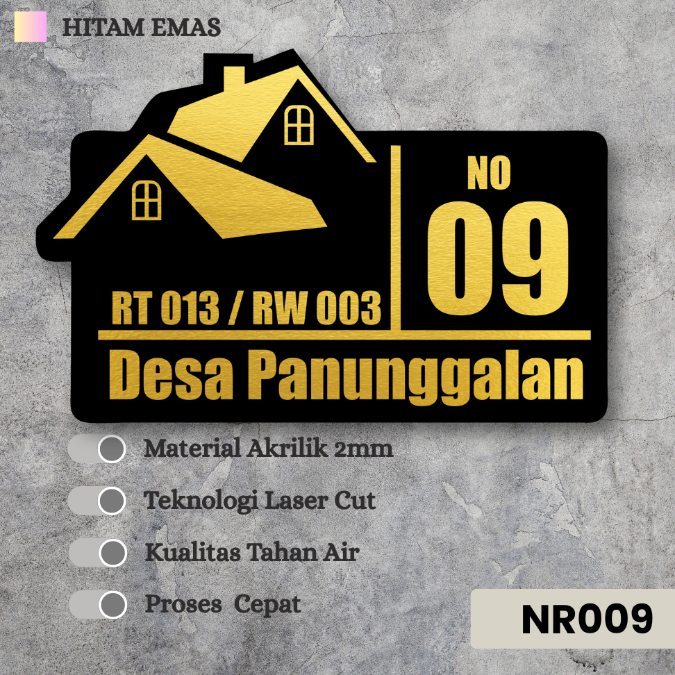 Nomor Rumah Akrilik Custom – Estetik | Plat Tempel Dinding | Tahan Air & Mewah
