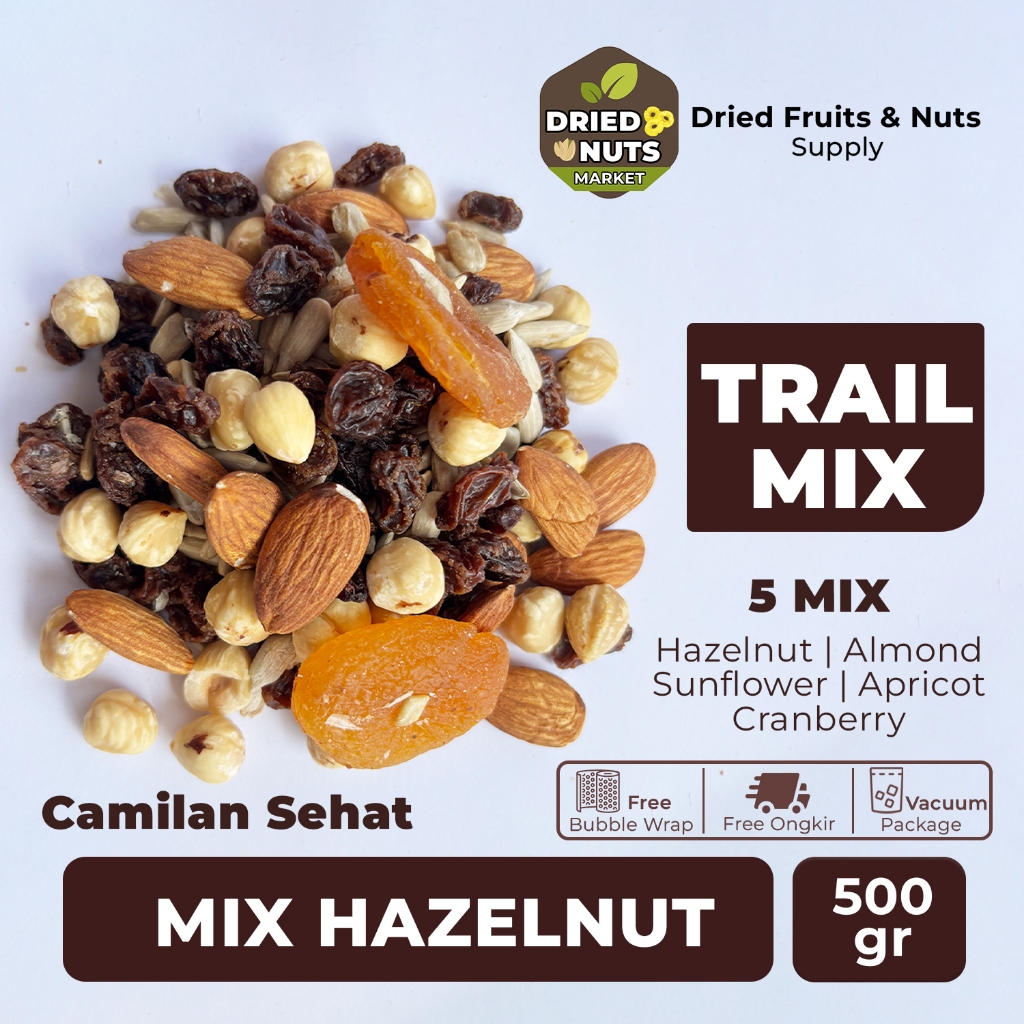

Mix Hazelnut 500gr | Trail Mix Kacang & Buah Kering Sehat | Cemilan Diet | Healthy Snack