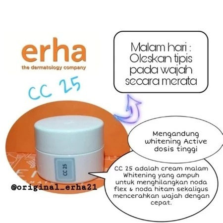 Cream malam ERHA CC 5 , CC 10 , CC 25 , CC 37.5, CC 50 Corrective Cream / Cream Malam Pencerah Flek 