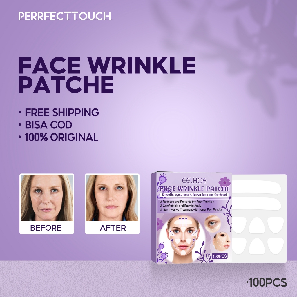 Eelhoe Face Wrinkle Patche 100pcs Anti -Wrinkle Mengangkat Stiker Wajah Wajah Stiker Kerutan Pola Ke
