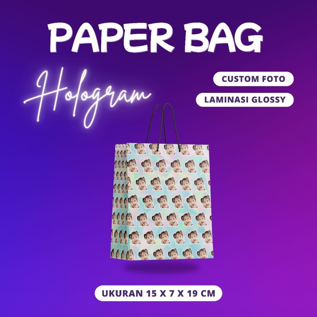 

PAPER BAG HOLOGRAM Kecil - Custom Foto - FREE Design - Tanpa Minimal Order