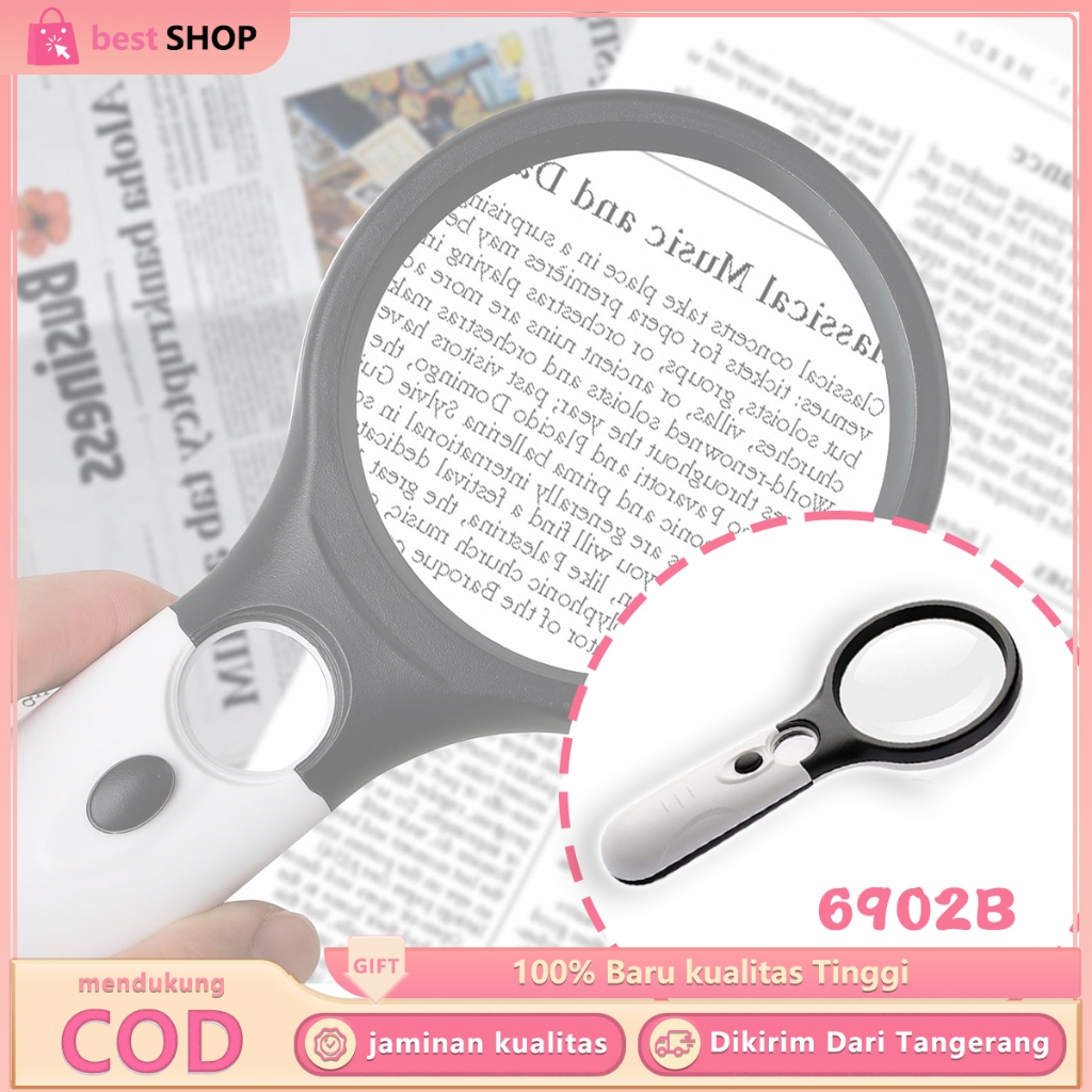 

Kaca Pembesar Dengan Lampu 3 LED Magnifying Glass Untuk Membaca Loupe Definisi Tinggi