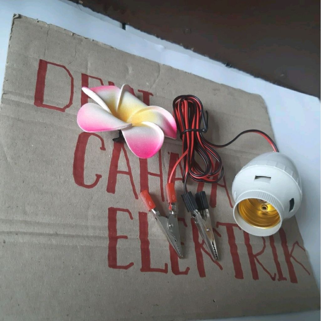 Kiyoshop12 Fiting Gantung Kabel Dc E27 12V - 9W-20W - Fiting Lampu Dc Ke Ac - Saving Lamp Suitable