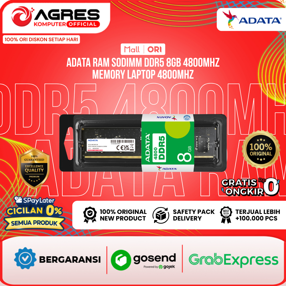 JEAN_ ADATA RAM SODIMM DDR5 8GB 4800MHZ MEMORY LAPTOP 4800MHZ