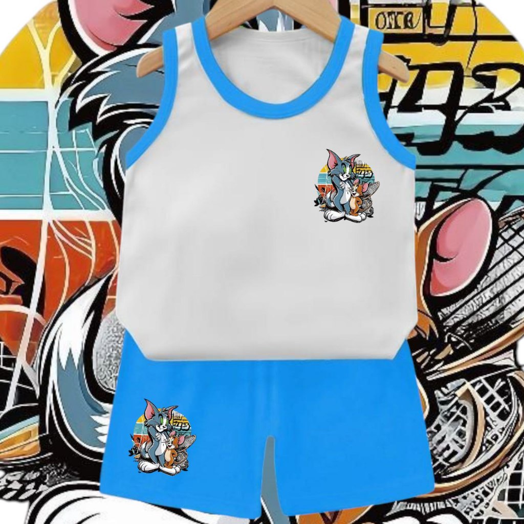 BAJU SETELAN ANAK / BAJU KETEKAN MOTIF RAKET JERRY TOM PART 2 FREE ONGKIR 7.7 SALE