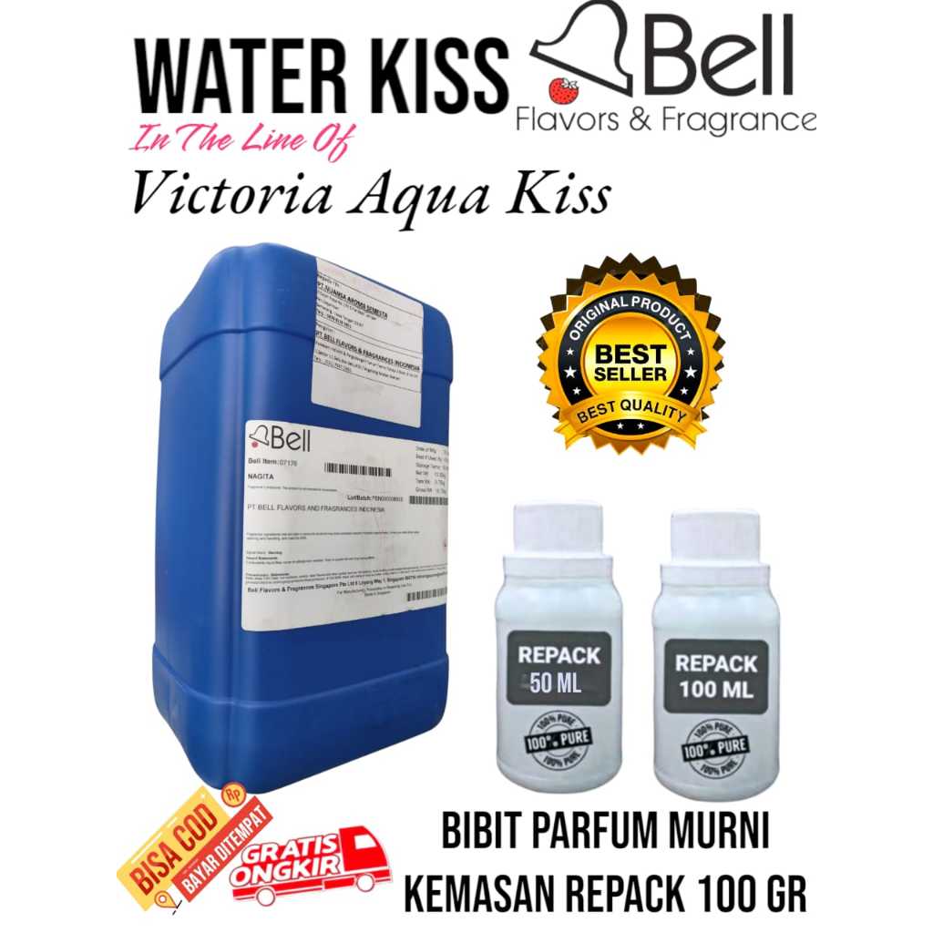 [100 GRAM] WATER KISS / AQUA KISS BY BELL FRAGRANCE BIBIT PARFUM MURNI  KEMASAN REPACK ( ORIGINAL )