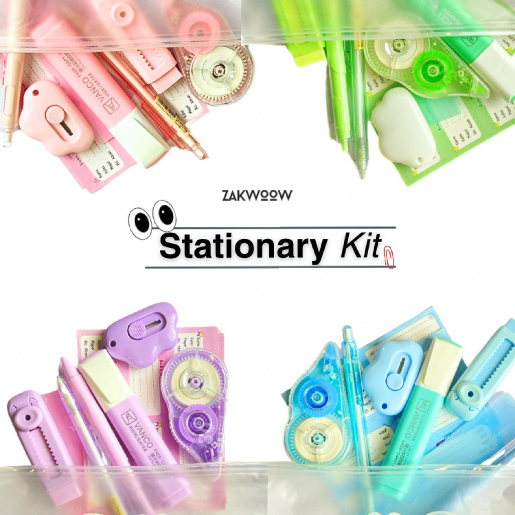 

Zakwoowstyle Stationery Kit Special Back to School | ATK One Set Pastel Lucu