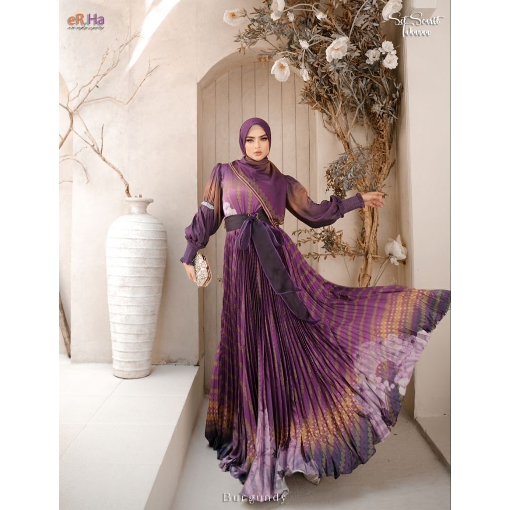 [ER.HA SYARI] GAMIS SYARI TERBARU / DRESS SET PRINTING " TAKARAA SHIAWAE SET " BY ER.HA SYARI