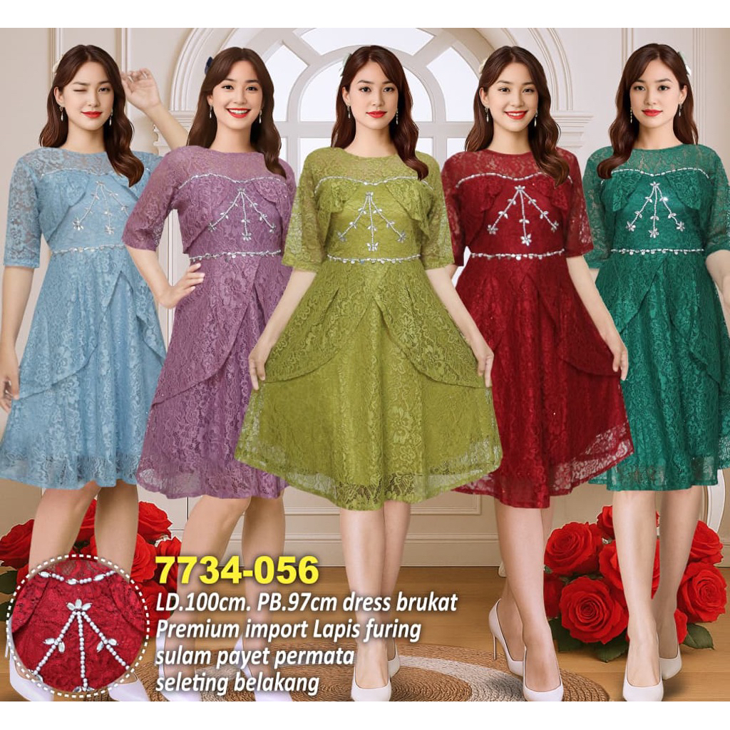 COD DRESS PESTA BAJU NATAL 7734