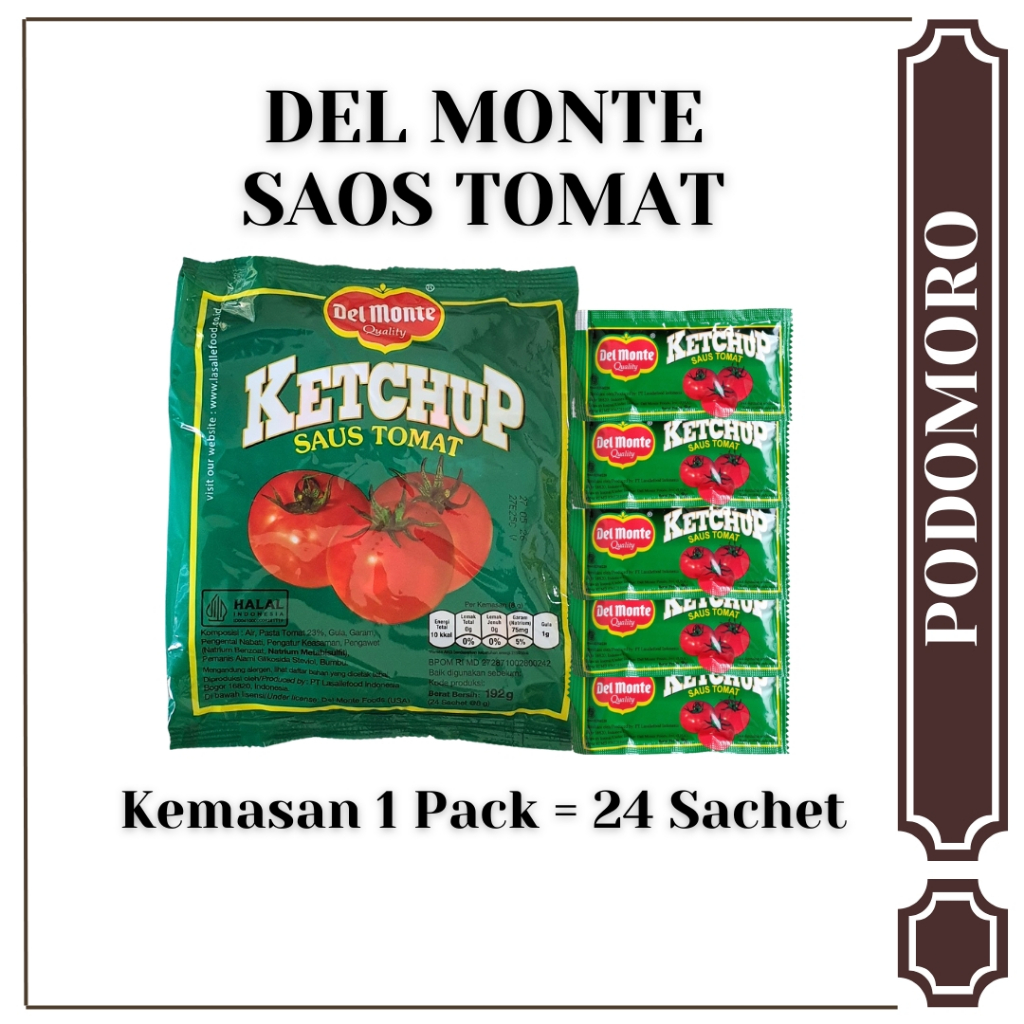 

Saos Tomat Del Monte Kemasan 1 Pack isi 24 Sachet @8 Gram