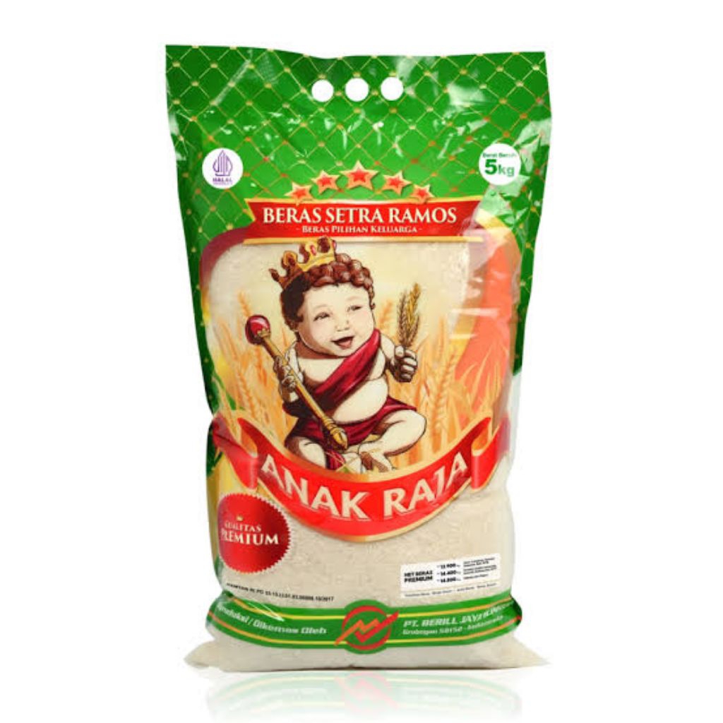 

beras anak raja long grain 5kg bungkus hijau