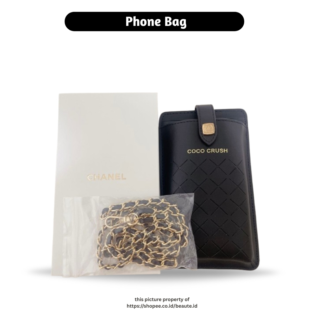 CHNL Black Coco Crush Phone Bag With Compliments Of Chanel Jewelry (Gift VIP Member)