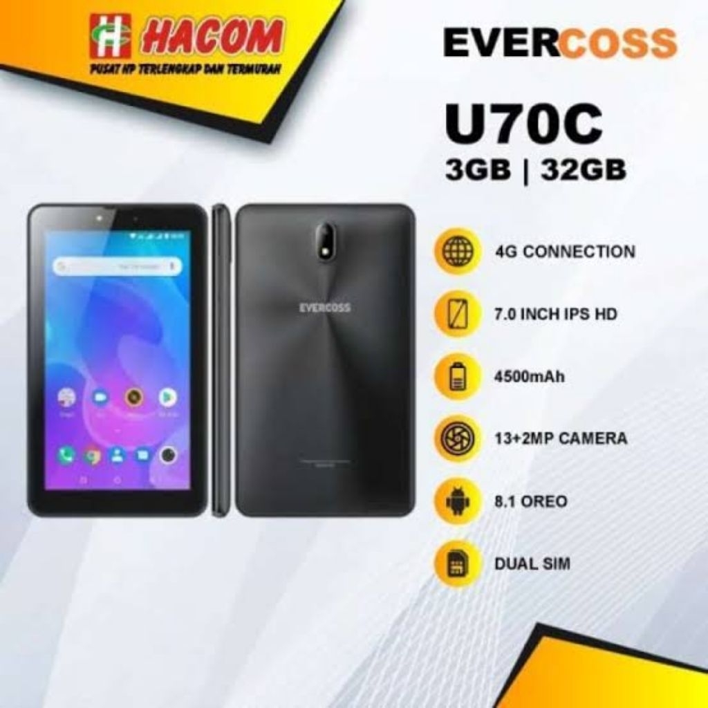 tablet evercoss bravo U70C ram 3gb jaringan 4g