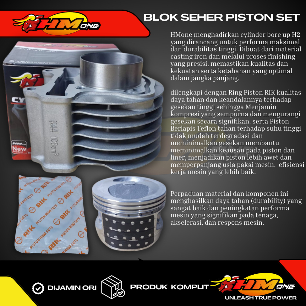 Blok Seher HMone 54.5mm 53mm Beat ESP K44 Scoopy ESP Beat Street Piston Stater Halus Boreup Ring RIK