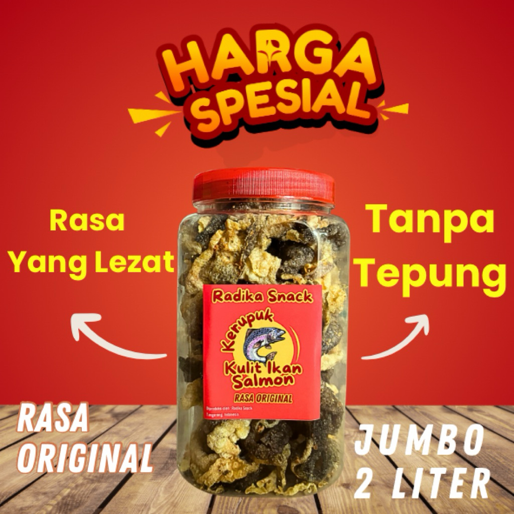 

Kerupuk Kulit Ikan Salmon Original | Fish Skin Snack | Kemasan Toples | Ekonomis