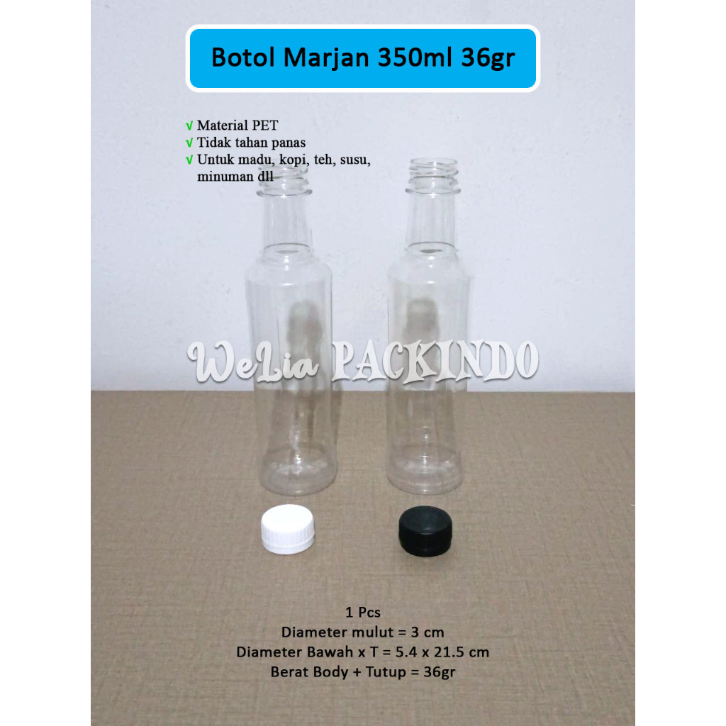 [1 PCS] Botol Plastik Marjan 350ml 36Gr / Botol Madu Sirup 350ml / Botol Minuman Jus Juice Susu Kopi