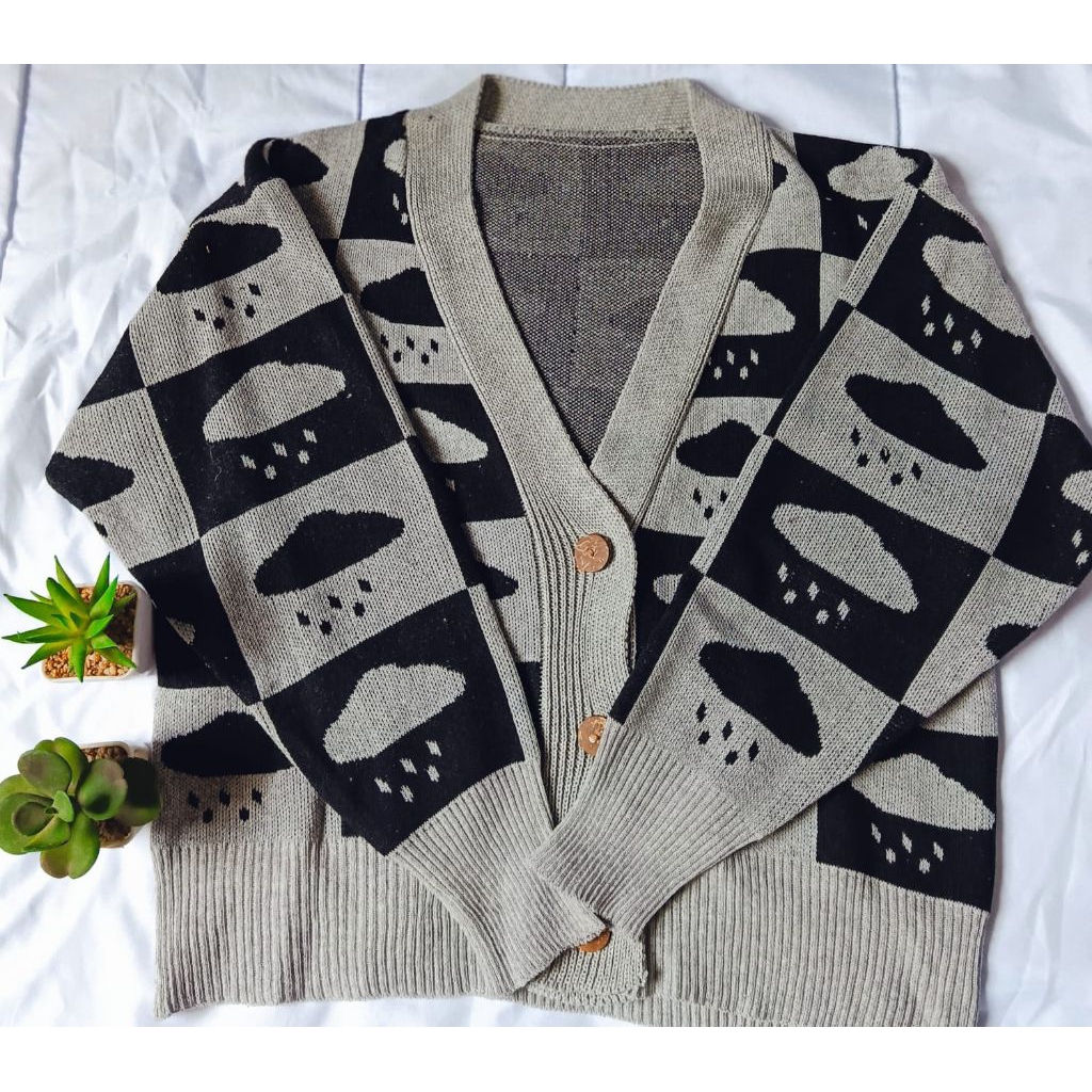 cardigan rajut premium motif awan