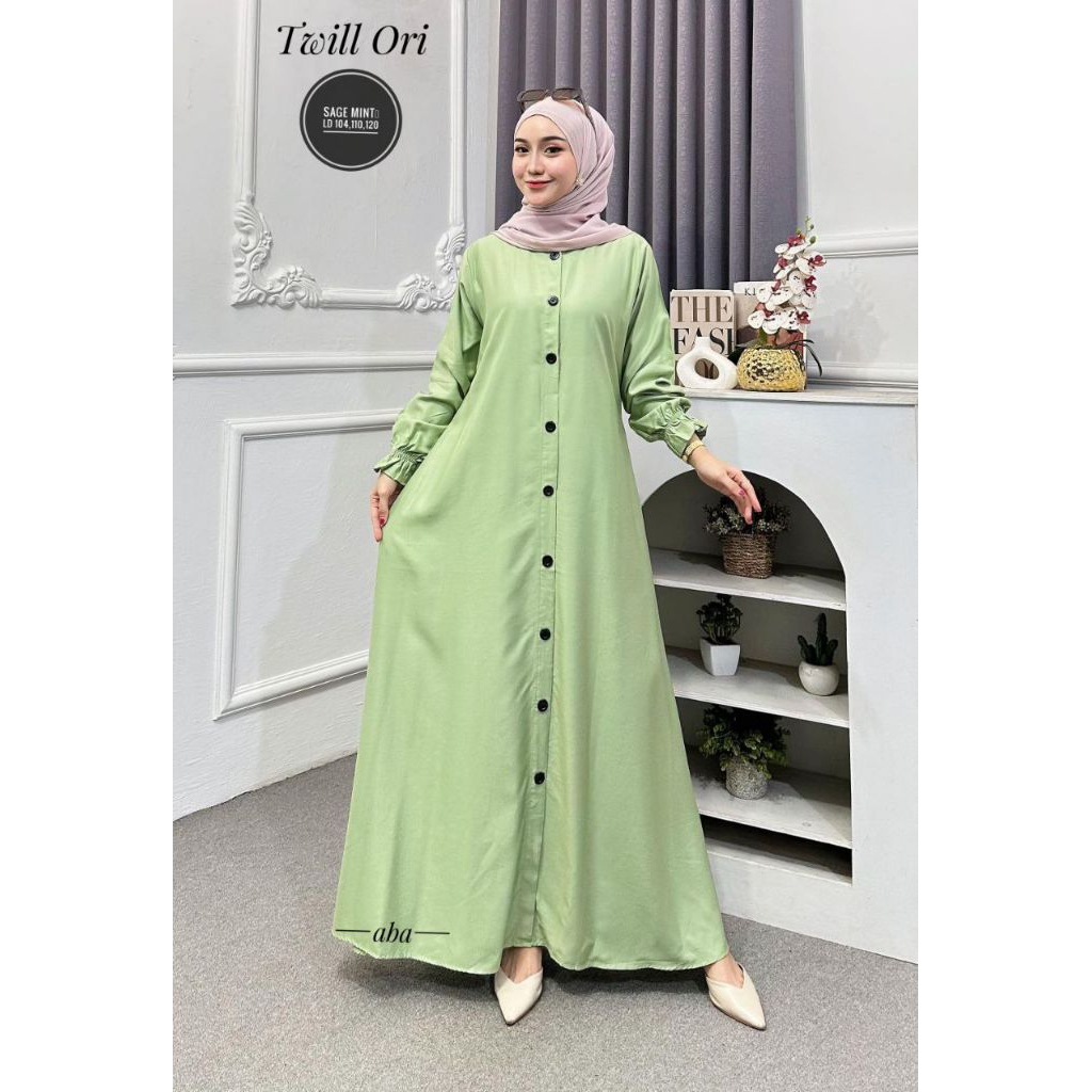 Gamis Twill Ory/Gamis Twill Polos/Gamis Twill pekalongan/Gamis Busui Kancing aktif