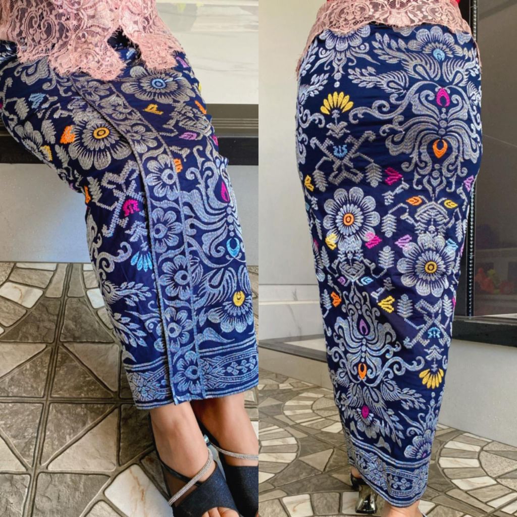 SPESIAL ROK / KAMEN JADI BORDIR PREMIUM FULL STRAIT WARNA PUTIH