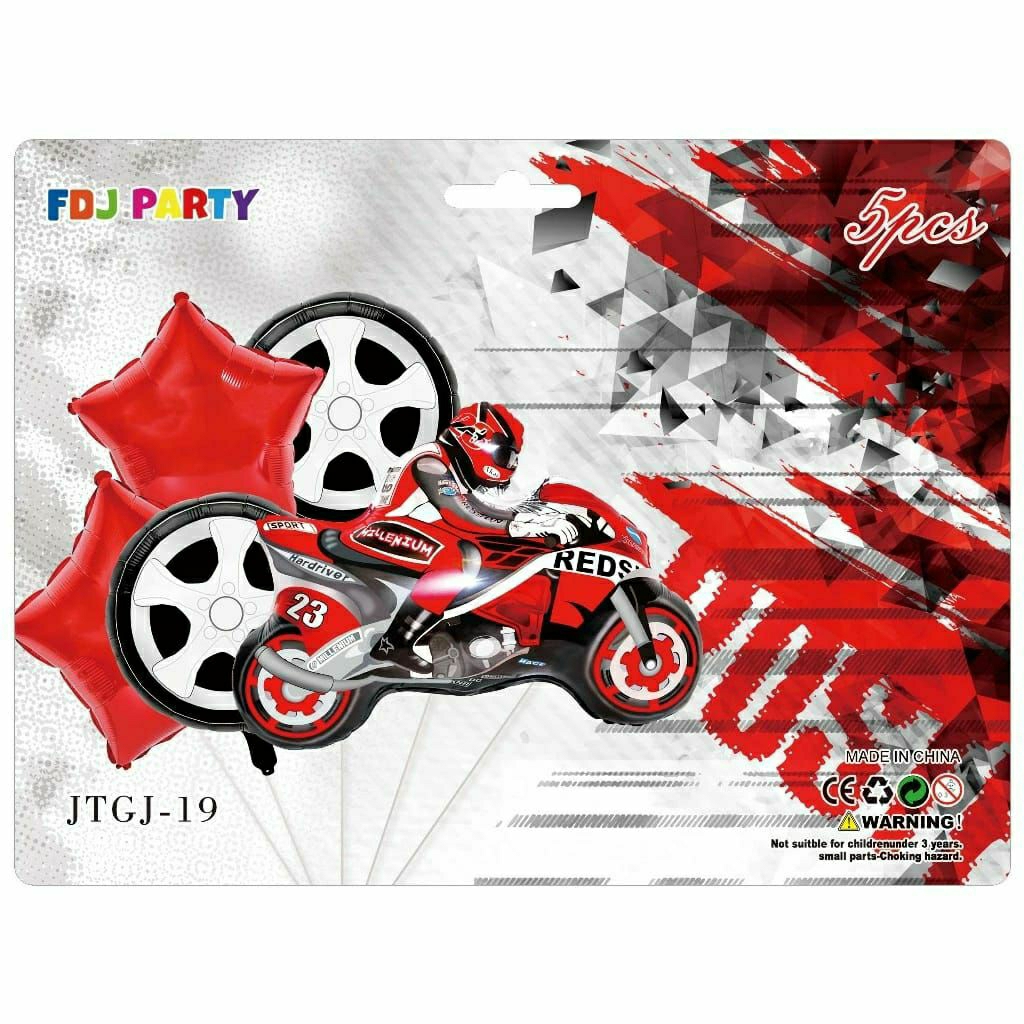 Set balon foil isi 5pc tema motor motorcycle balapan racing motogp moto gp balloon baloon hiasan dek