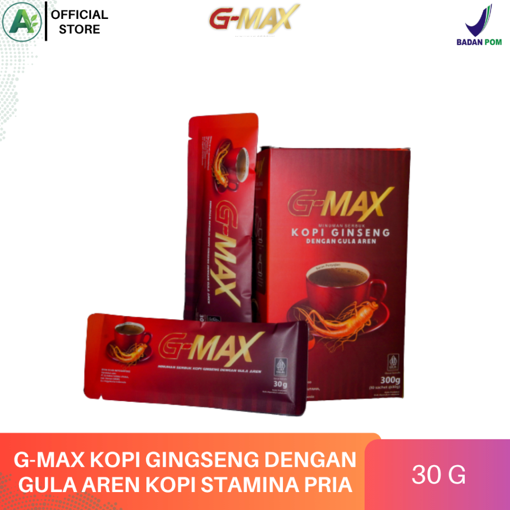 

ASEP G-MAX Minuman Serbuk Kopi dengan Gula Aren dan extra gingseng 1 box isi 10 sachet