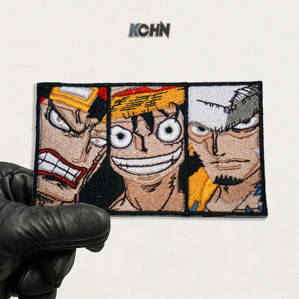 Kid Luffy Law - Iron Patch Bordir OnePiece One Piece Eustass Trafargar Monkey D Emblem Kaos Jaket Ta