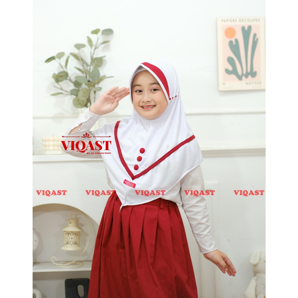 Jilbab Anak Sekolah Tali Serut Kerudung Sd Hijab Tk Usia 5 - 10 Tahun Jilbab Sekolah Putih