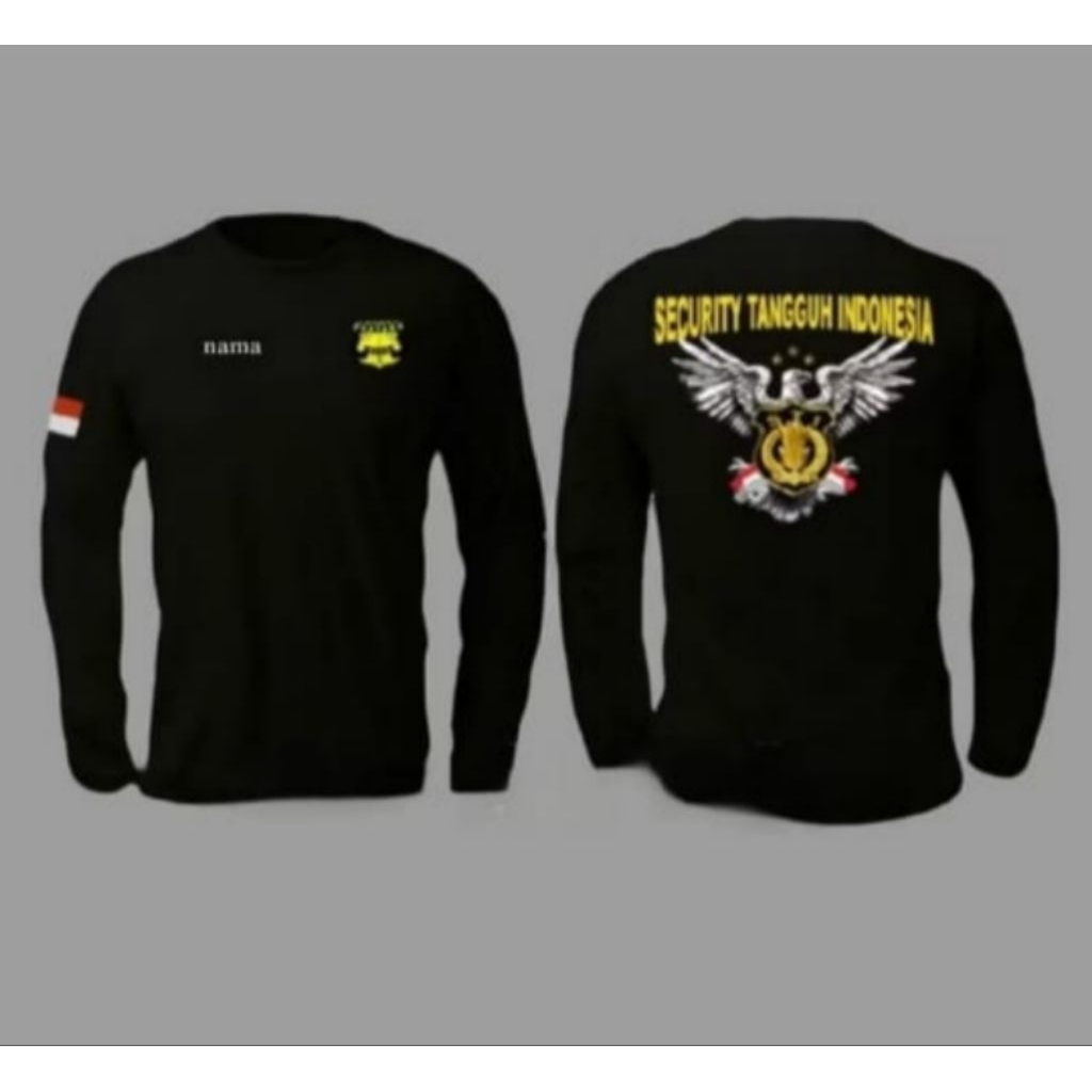 KAOS LENGAN PANJANG SECURITY TANGGUNG PUTIH DENGAN DESAIN FREE NAMA - Baju Pria Wanita Keren