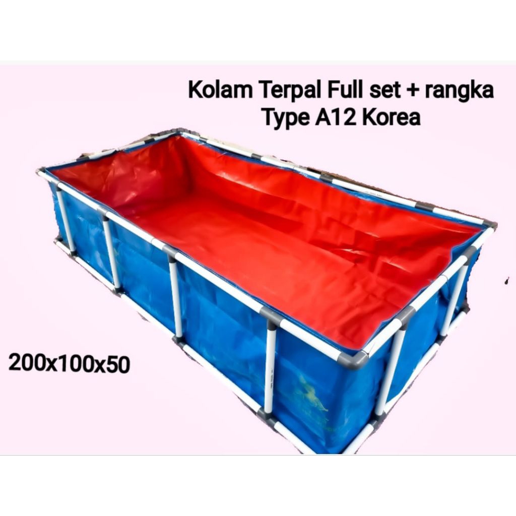 Kolam Terpal 200x100x50 Full Set + Rangka