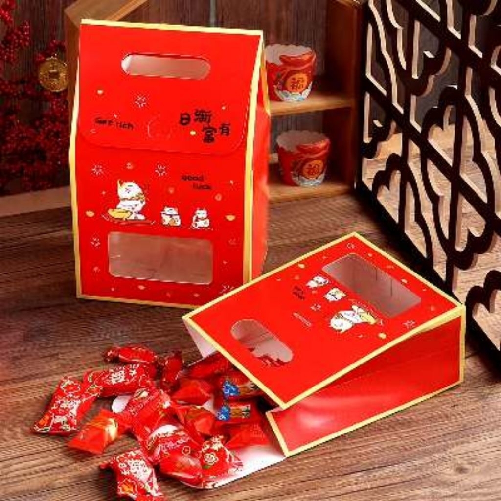 

(SATUAN)- Box kue toples Imlek / Box Hamper Kue Keranjang Nougat Permen edisi Tahun Baru Imlek