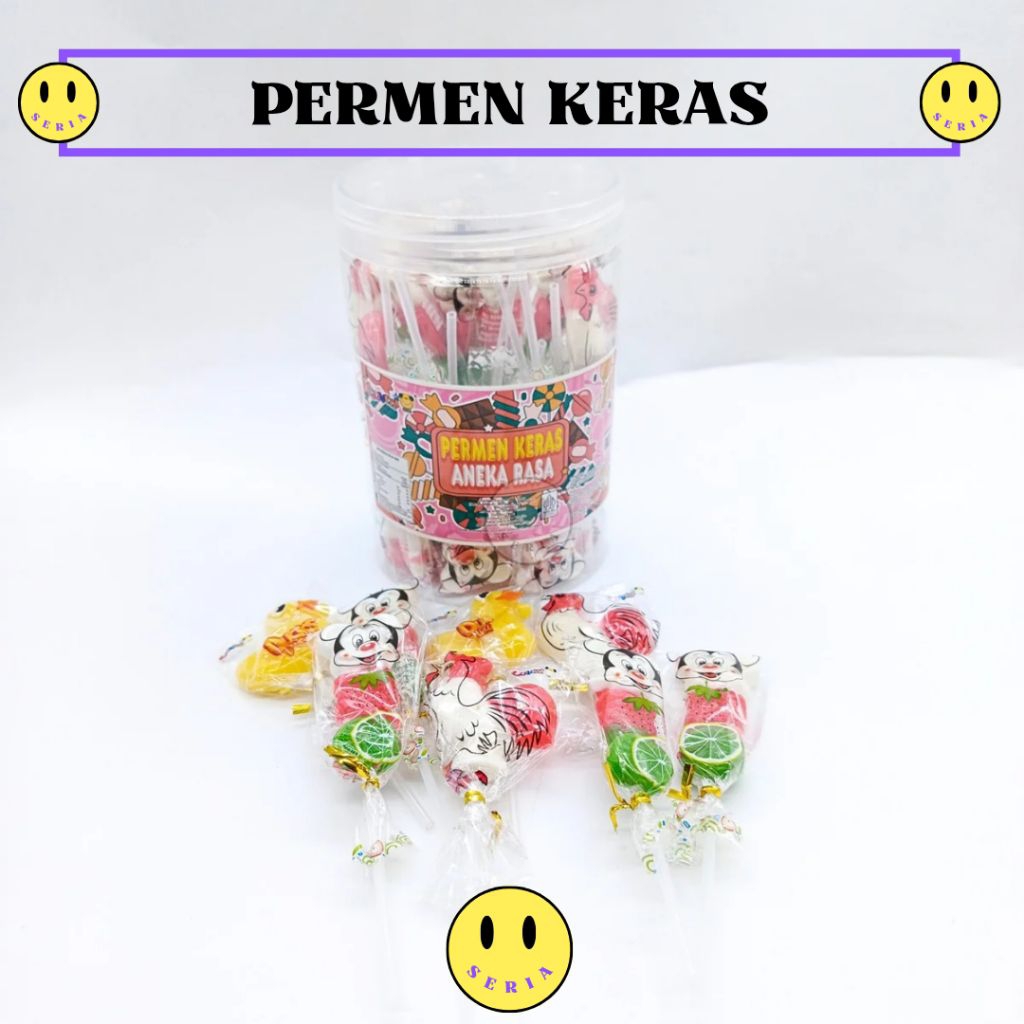 

Lolipop karakter kartun luvmi toples isi 30 pcs permen anak