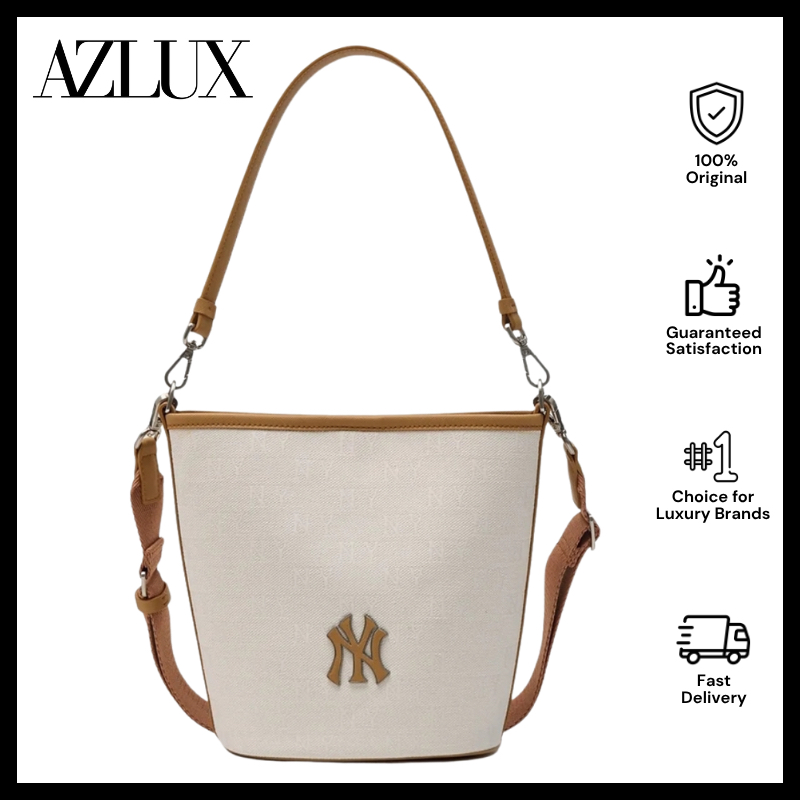 MLB Korea Classic Monogram Jacquard Bucket Bag - NY Cream