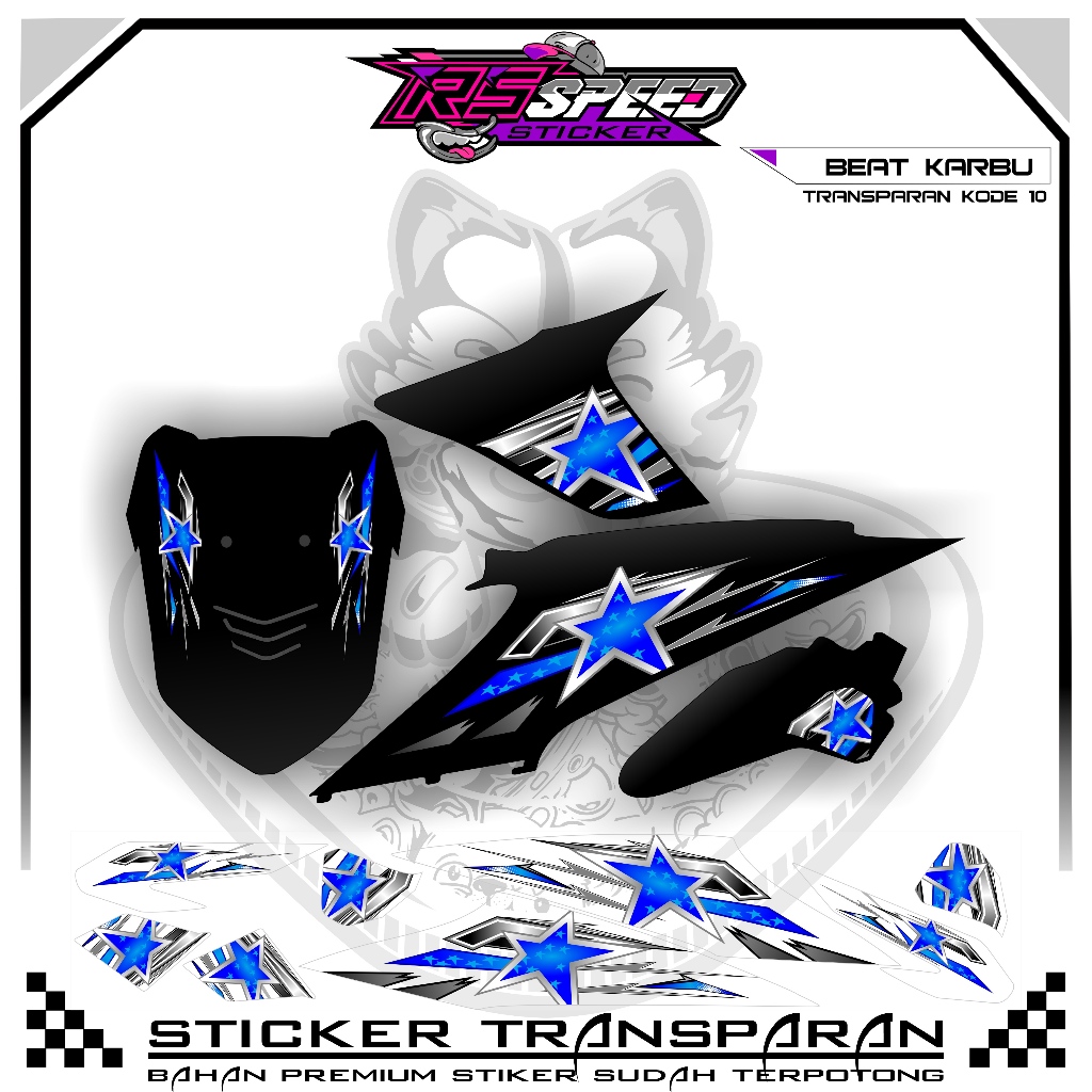 STRIPPING BEAT KARBU 2010 VARIASI STIKER BEAT KARBU 2010 UV TRANSPARAN KODE 10 BAHAN PREMUM