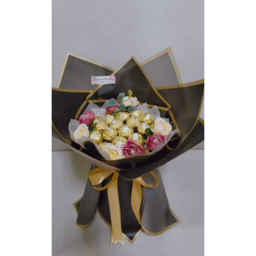 

buket bunga coklat ferrero rocher hadiah wisuda anniversary ulang tahun (ds bgr)