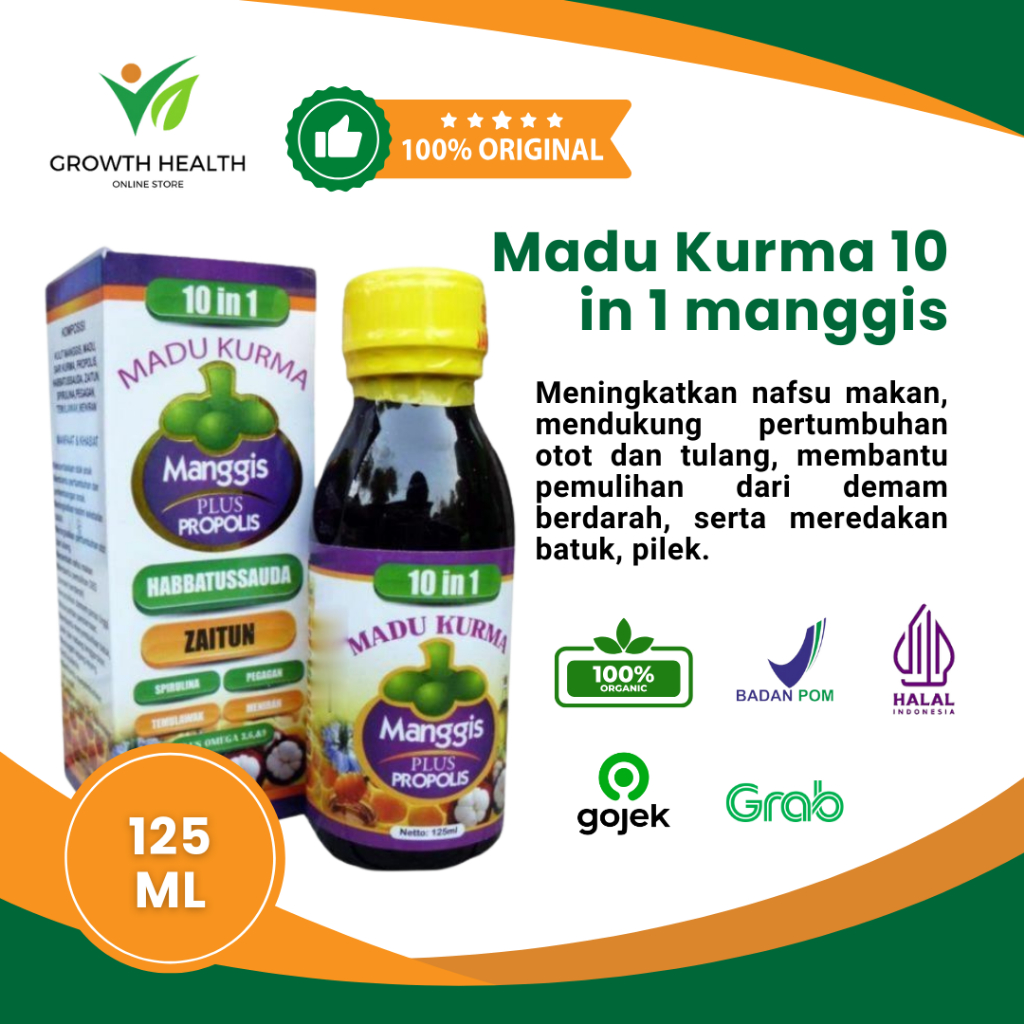 

Original Madu kurma 10 in 1 manggis plus propolis 125ml