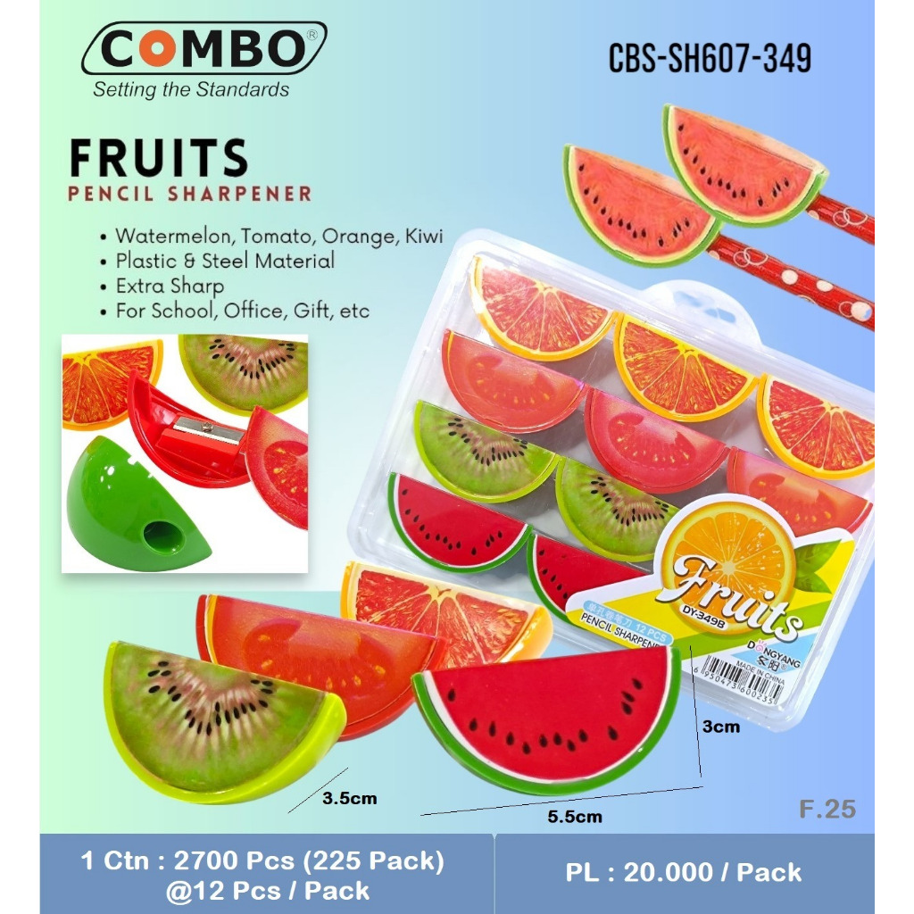 

Serutan Pensil FRUITS / Rautan Pensil FRUITS / Pencil Sharpener SH-607 / Pencil Sharpener SH-607 / Serutan Pensil Lucu / Single Hole Pencil Sharpener