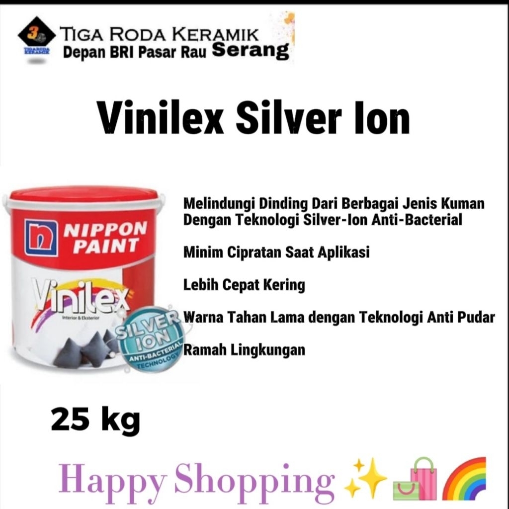 cat tembok Nippon paint vinilex silver ion 25kg cat interior & eksterior (WAJIB BELI PACKING KAYU)