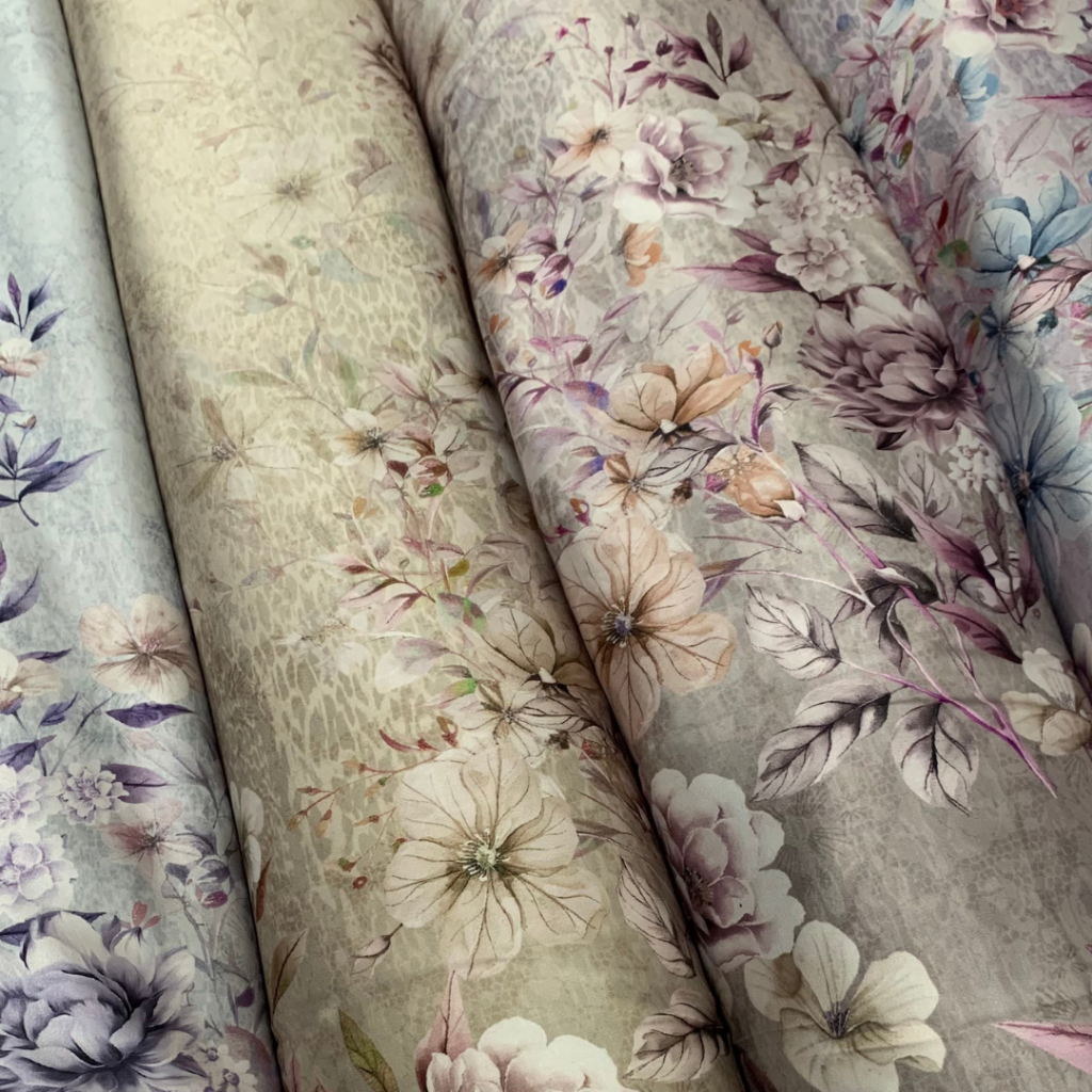 Kain SATIN ARMANY Original PRINT Motif AZALEA Kembang Super Silk Premium Satin ARMANI 100% ASLI 2025