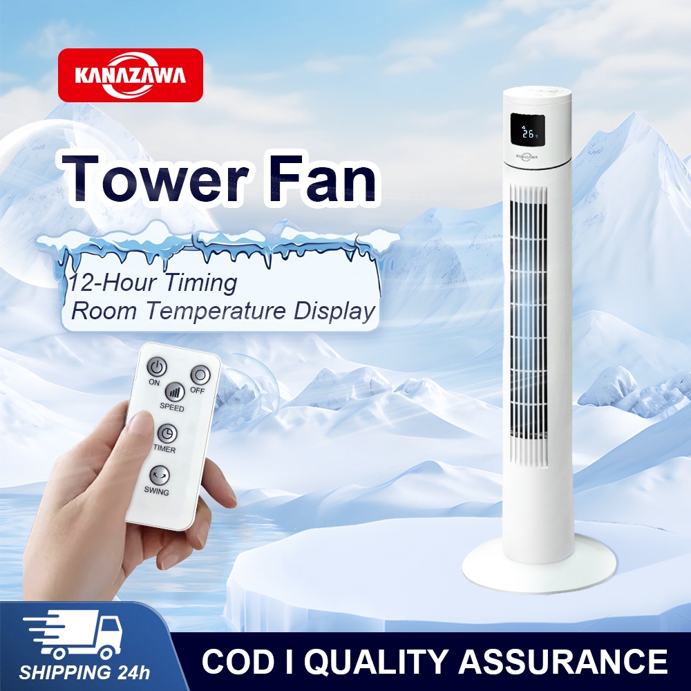 KANAZAWA Kipas Angin Menara Tower Fan Berdiri  3 Kecepatan  Remote Control Layar LED Hemat Listrik