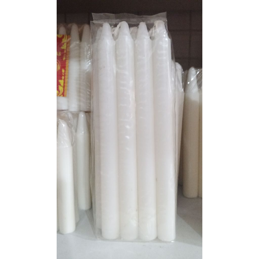 lilin putih cap gajah 8batang(T=18,5cm D=1,5cm)