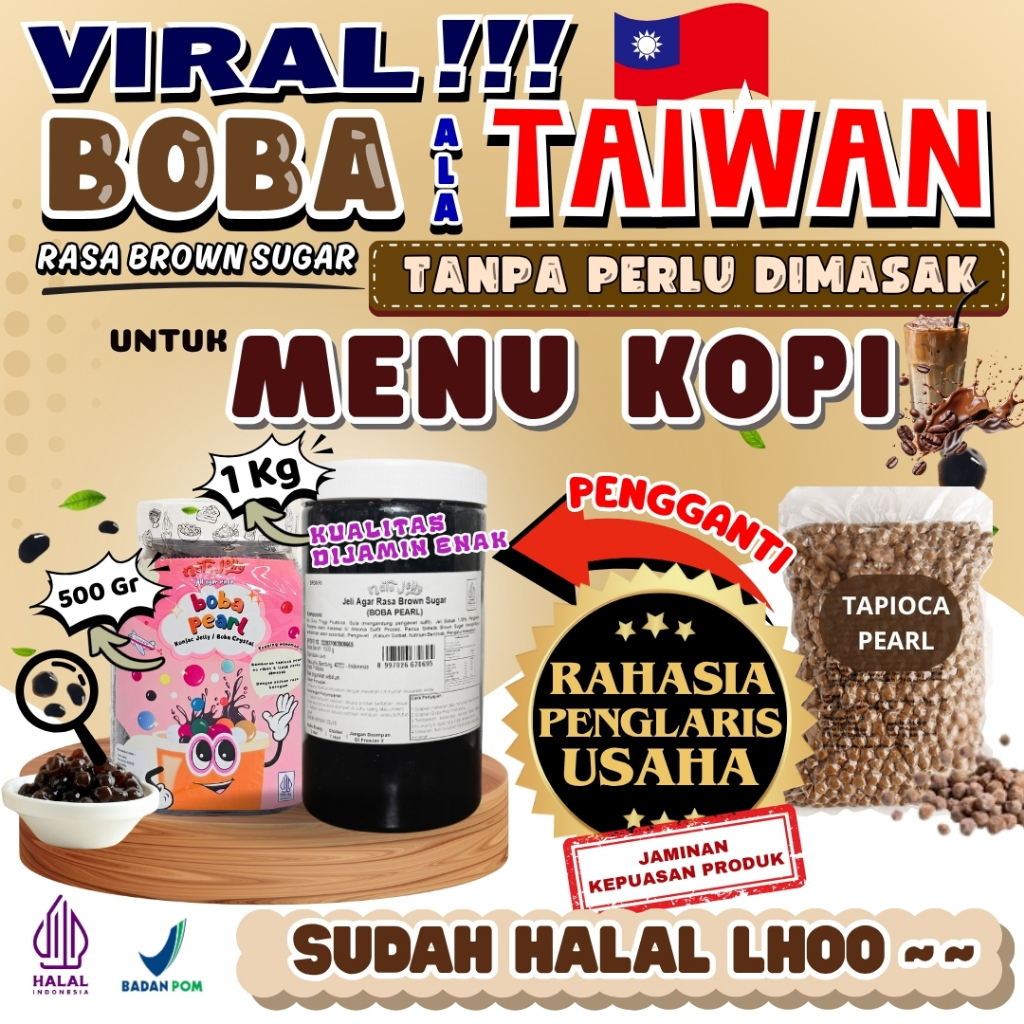 

BobaTapiocaPearlSiapSajiAndalan JJ ROYAL COFFE Bubuk Kopi Coffee Powder - Boba Pearl Brown Sugar 1 Kg | Cocok Untuk Semua Jenis Minuman