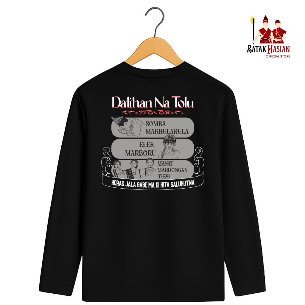 DALIHAN NA TOLU (LENGAN PANJANG)- Kaos Marga Batak  - Katun premium 100% - Batak Hasian Official Sto