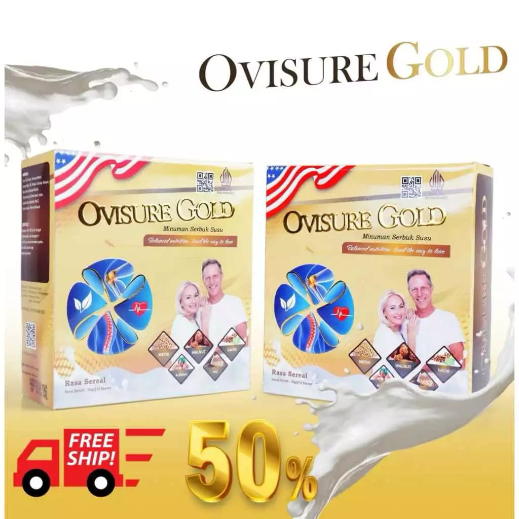 

(PAKET 1 BOX OVISURE) KEMASAN TERBARU TH 2025 - OVISURE GOLD USA SUSU UNTUK TULANG DAN SENDI