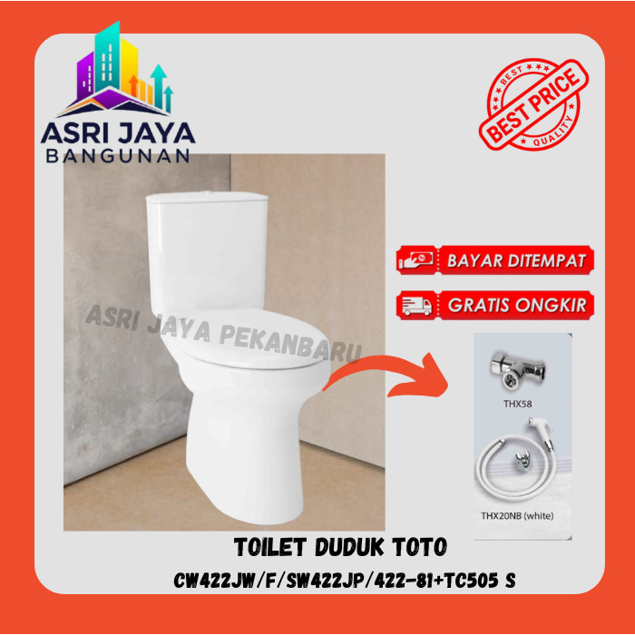Toilet / Closet / Kloset duduk Toto Set  CW 422 JW / F / SW 422 JP / 422 - 81 + TC 505 Soft Rough In