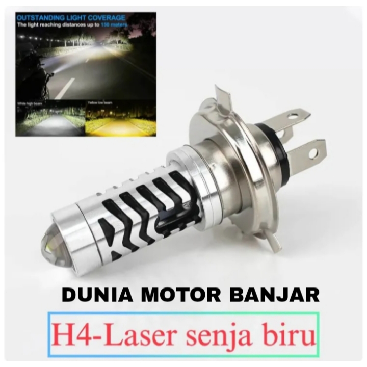 LAMPU LED MOTOR H4 LASER 2 WARNA PLUS DEVIL| LED H4 LASER MOTOR UNIVERSAL | BOHLAM LED H4 SENJA BIRU