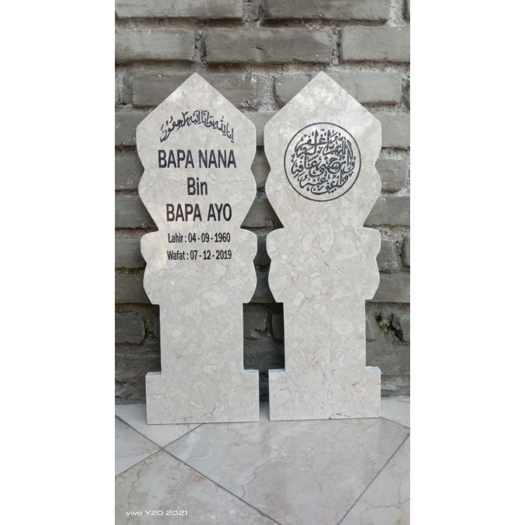 BATU NISAN KUBURAN MARMER ASLI TANCAP SATU SET